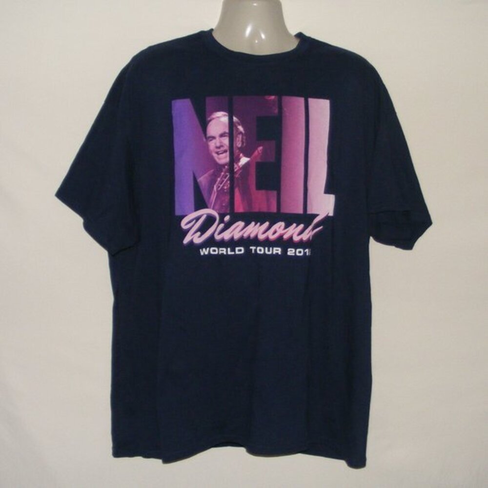 NEIL DIAMOND Concert Tshirt, 2XL, Navy Blue, 2 sided, SS